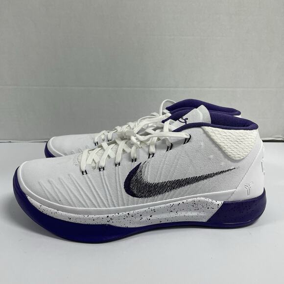 Nike Kobe AD Mid Baseline 922482 100 Size 11 White Purple Bryant Lakers Sneakers